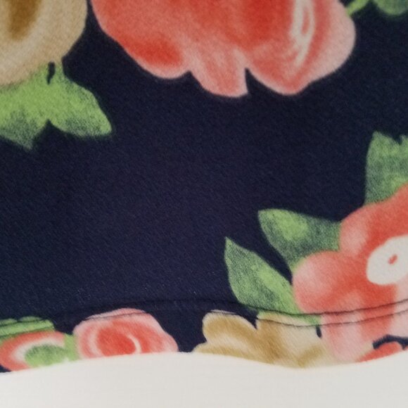 Charter Club Pleated Scoop Neckline Navy Coral Flowered Dress Cap Slv Sz 18 NWT - Picture 9 of 15